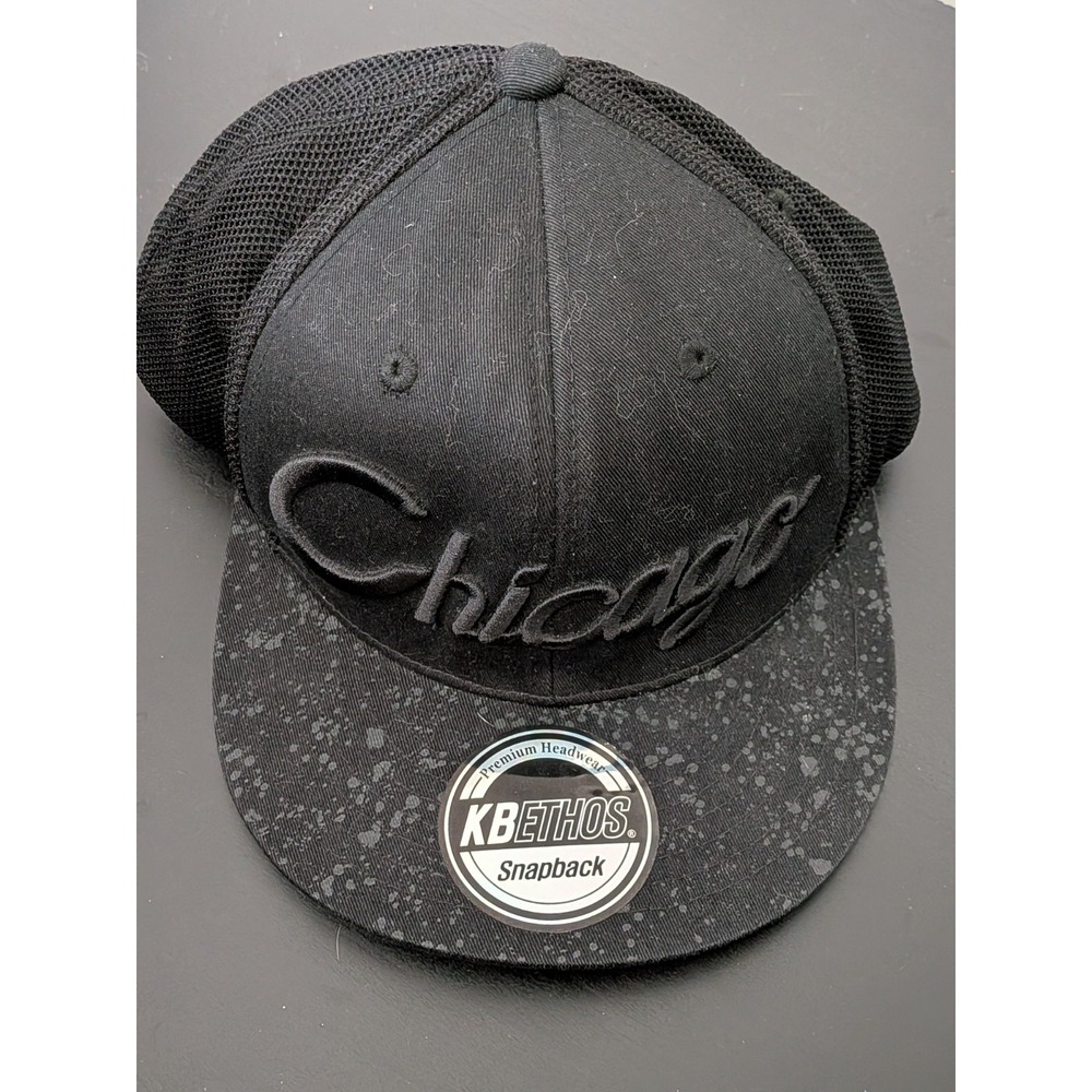 KB Ethos Snapback‎ Hat Black Chicago City Script Logo Snapback OSFM